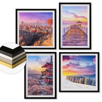 WANDBILDER 4er-Set - 50x50 cm & 40x60 cm Schwarzer Rahmen - Romantische Himmelslandschaften - Schwarz, Kunststoff (50/50cm) - ArtPrintCave