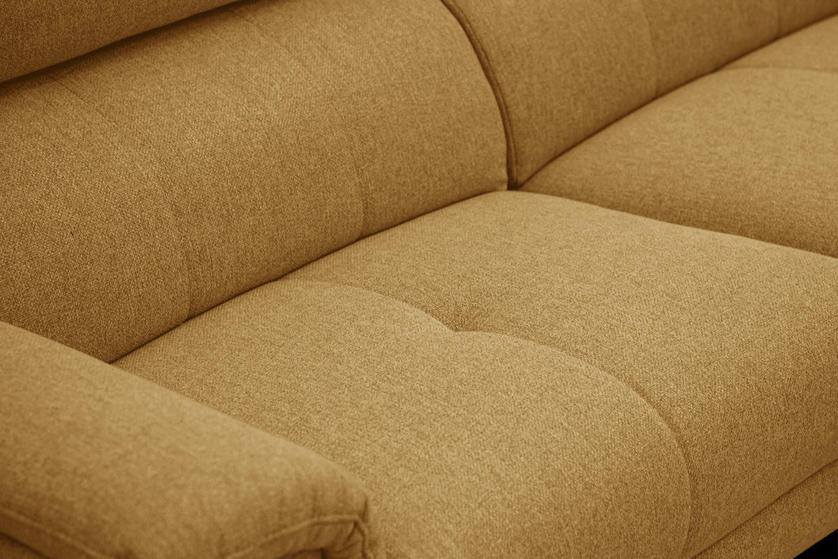 RELAXSOFA MATERA 3-Sitzer mit 2 Relaxfunktionen, dunkelgelb - Dunkelgelb/Schwarz, Holzwerkstoff/Textil (212/82/103cm) - Courtois Laville