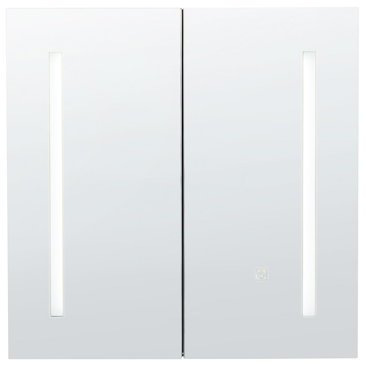 KOUPELNOVÁ ZRCADLOVÁ SKŘÍŇKA LED 60/60 cm Černá Chabunco - černá/stříbrná, kompozitní dřevo (60/60/14cm) - Beliani