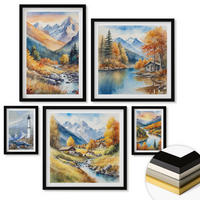 WANDBILDER 5er-Set - 50x50 cm & 20x30 cm & 40x60 cm Schwarzer Rahmen - Polnische Städte Ustka Tarnów Sopot - Schwarz, Kunststoff (40/60cm) - ArtPrintCave