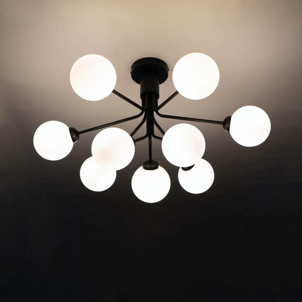 KRONLEUCHTER Audrey, Schwarz und weiß, 72cm - Weiß, Glas (72/72/42cm) - KOSILUM