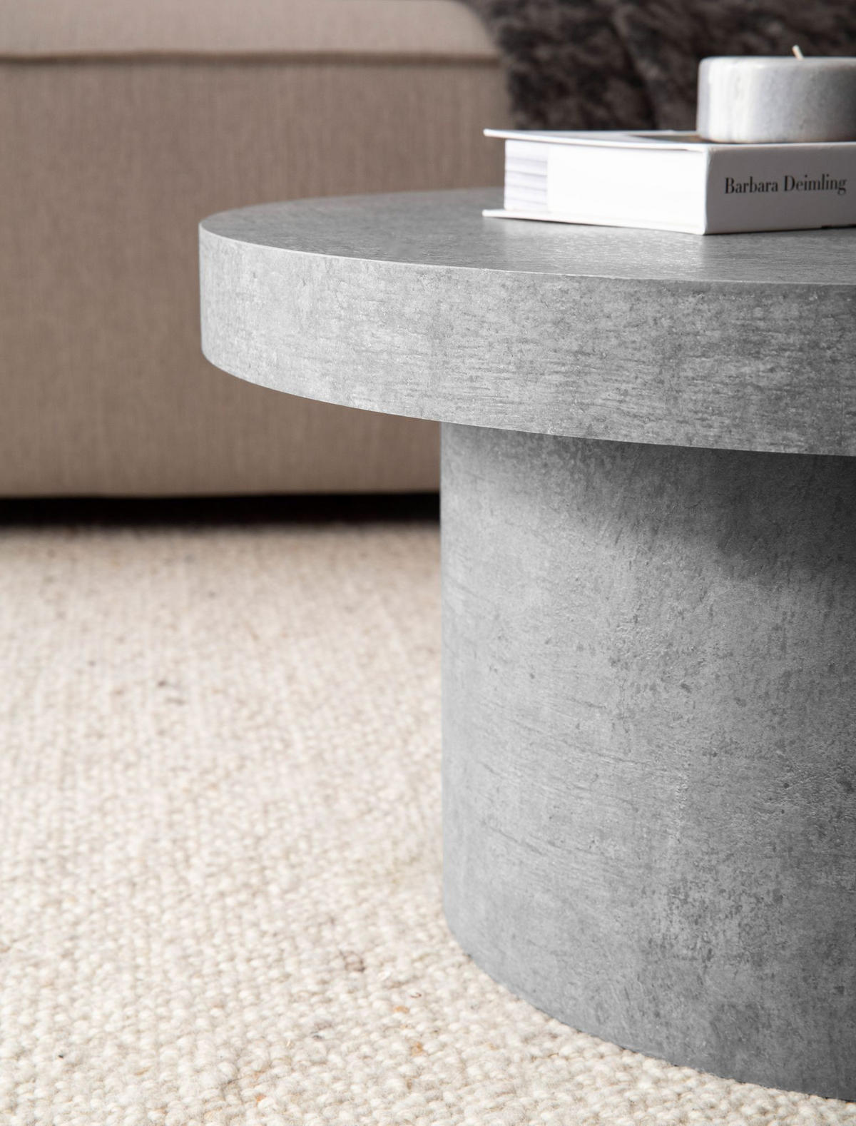 COUCHTISCH rund in Stein-Optik – moderner Look in Grau, Grau 60x60x30 cm - Grau, Holzwerkstoff (60/60/30cm) - KADIMA DESIGN