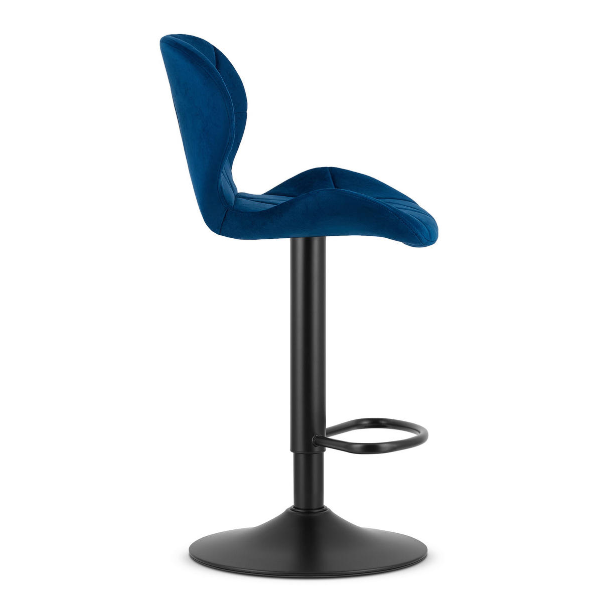 BARHOCKER 2-er Set WEST marineblauer Sitz, schwarze Basis - Schwarz/Dunkelblau, Textil (46/111/48.5cm) - Valora