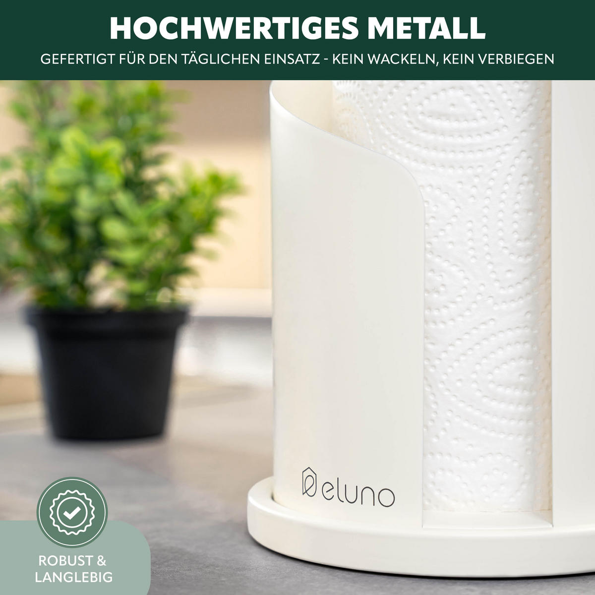 KÜCHENROLLENHALTER cremeweiß, ca. Ø 15,5 x 31 cm - Creme, Metall (15.5/31/15.5cm) - eluno