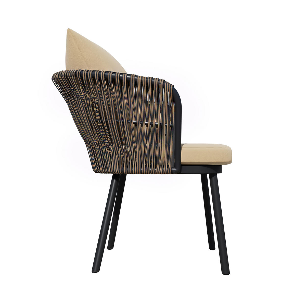 ESSTISCHSET Rattan/ Eisen Khaki/Natur 7-tlg. - Beige, Metall - ComfortXL