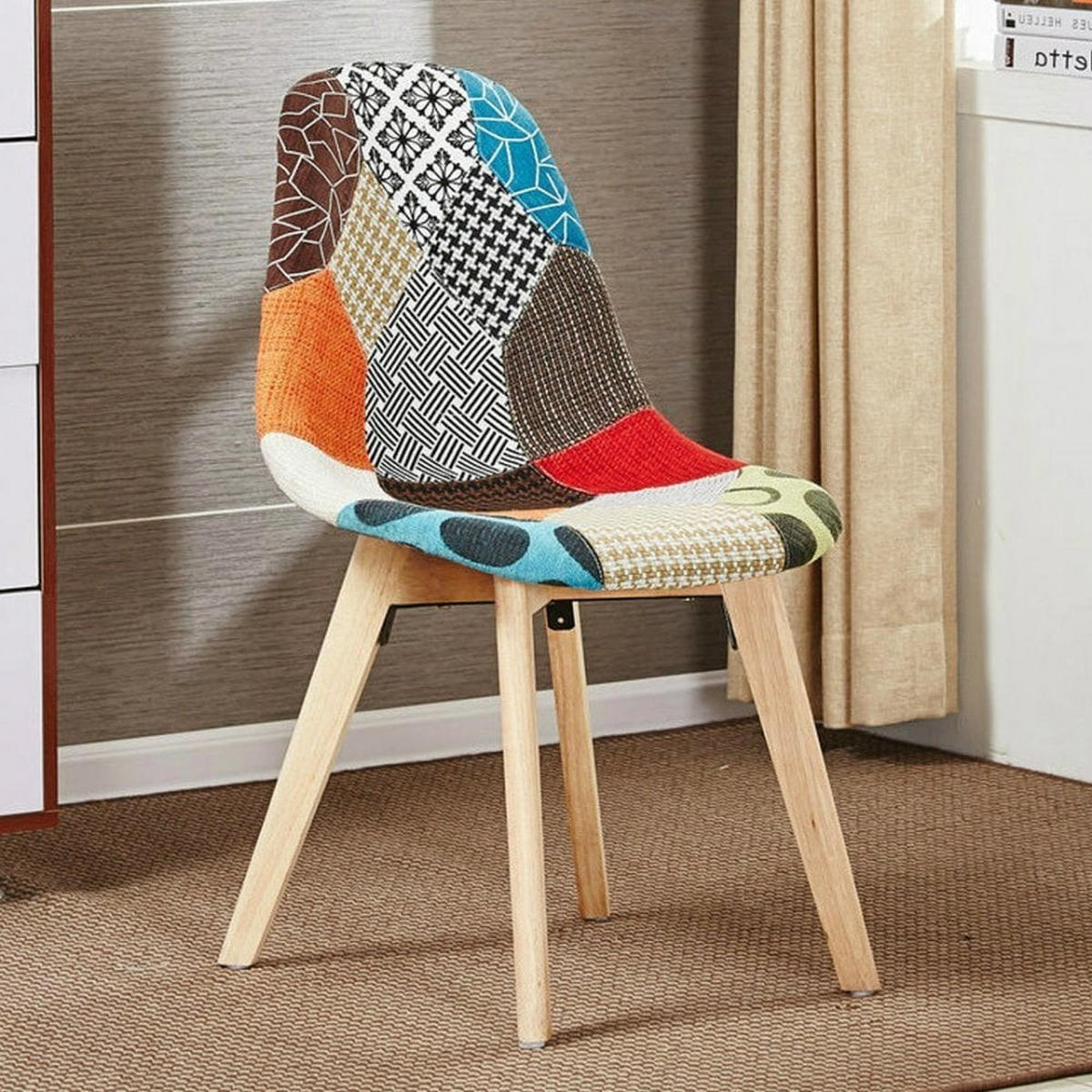 STUHL aus Stoff, 4er-Set, mehrfarbig - Multicolor, Holz (47/83/42cm) - Life Interiors