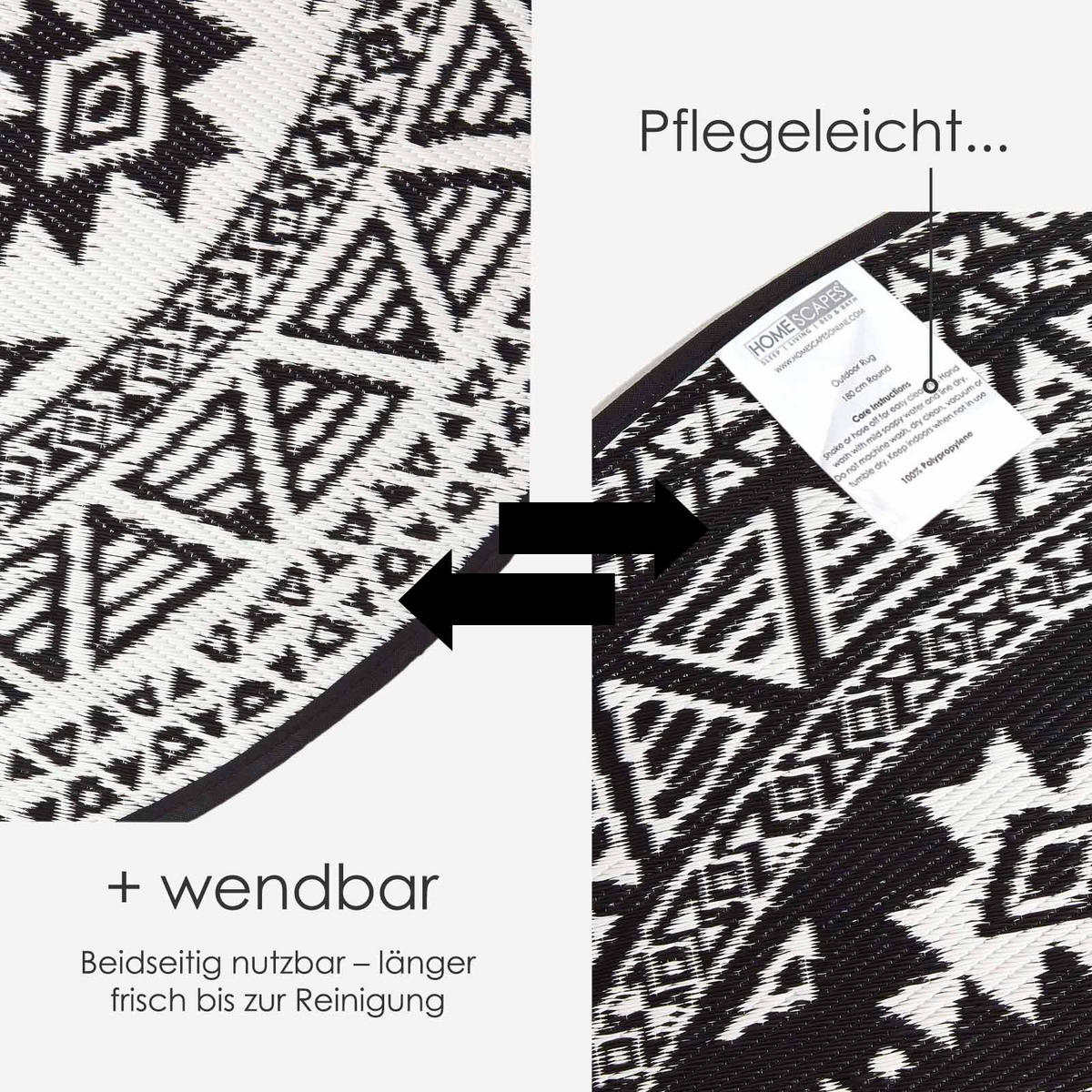 OUTDOORTEPPICH mit Ethno-Muster rund 180 cm - Multicolor, Kunststoff (180/180cm) - Homescapes