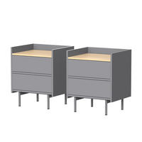 NACHTTISCH Velina Grau/Eiche 2er Set - Eichefarben/Grau, Holzwerkstoff (48/50/40cm) - Vicco