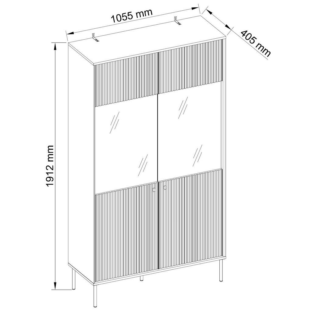 Thumbnail - Feldmann-Wohnen Vitrine, Grau, Schwarz, Holz, 8 Fächer, Rechteckig, 106x192x41 cm, Wohnzimmer, Wohnwände, Vitrinenschrän...