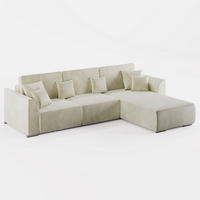 ECKSOFA LUMO L Rechts Creme Velours-Stoff mit Schlaffunktion und Bettkasten - Creme, Textil (293/195cm) - Barchello