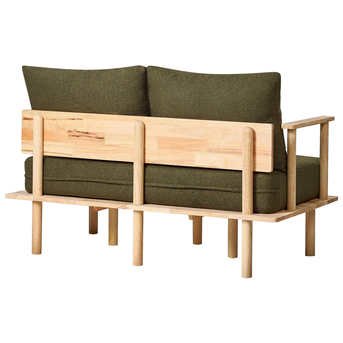 2-SITZER-SOFA Bouclé Dunkelgrün Asker - Braun/Grün, Textil (133/87/74cm) - Beliani