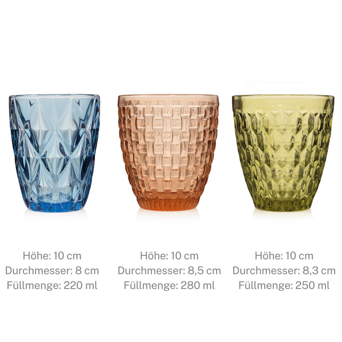 TRINKGLÄSER SET PORTO - 6 teilig - Multicolor, Glas - Sänger