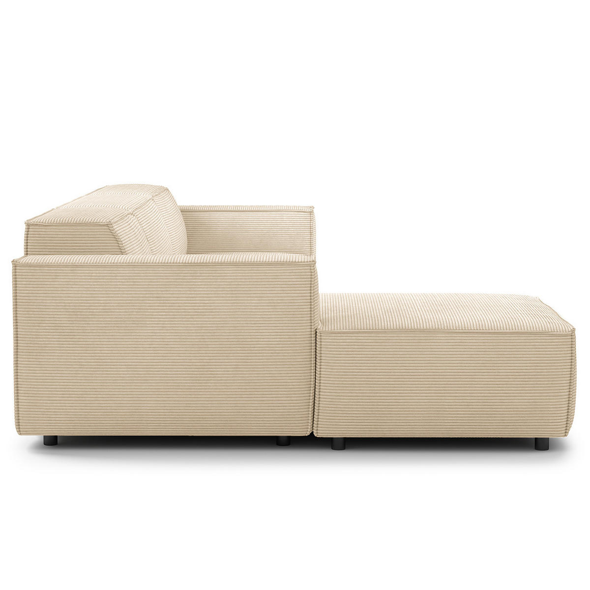ECKSOFA mit Longchair - Beige/Schwarz, Kunststoff/Textil (294/177cm) - home24