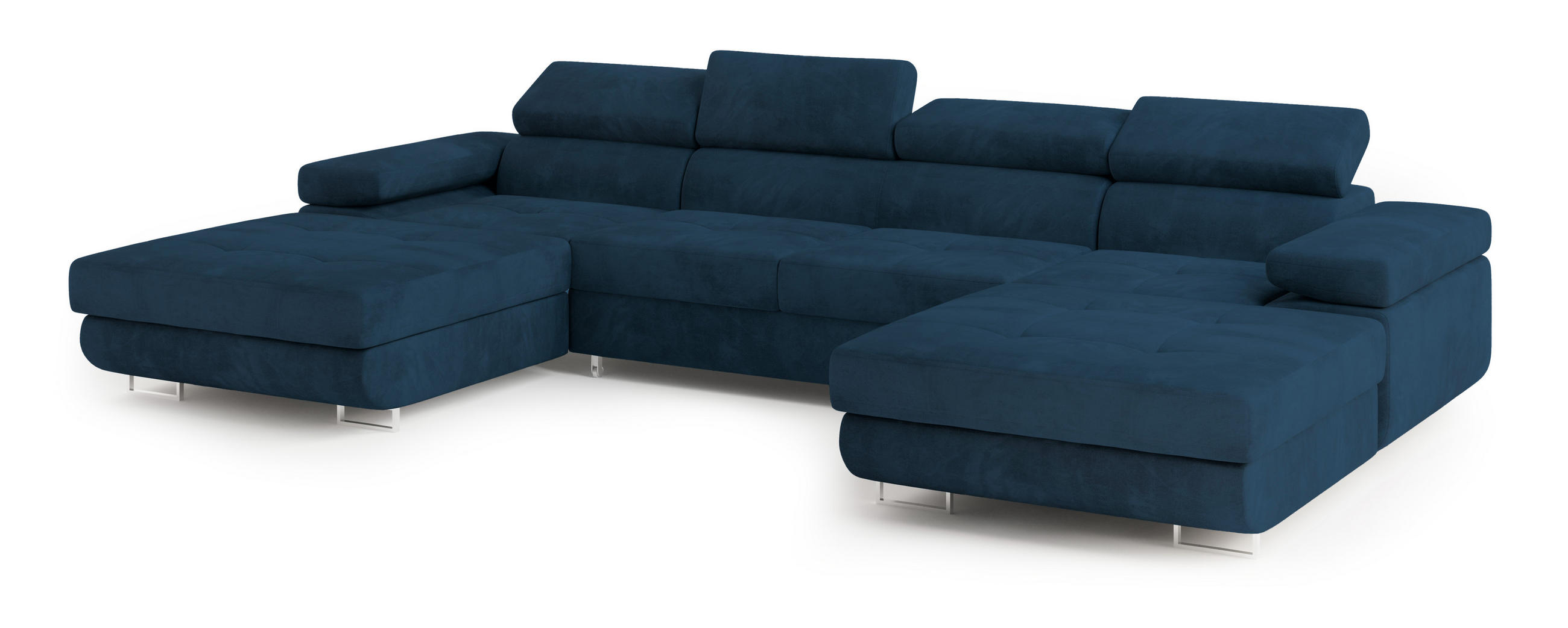 ROHOVÁ SEDAČKA LYKKE modrá - modrá/stříbrná, kov/dřevo (353/202cm) - MASSENO