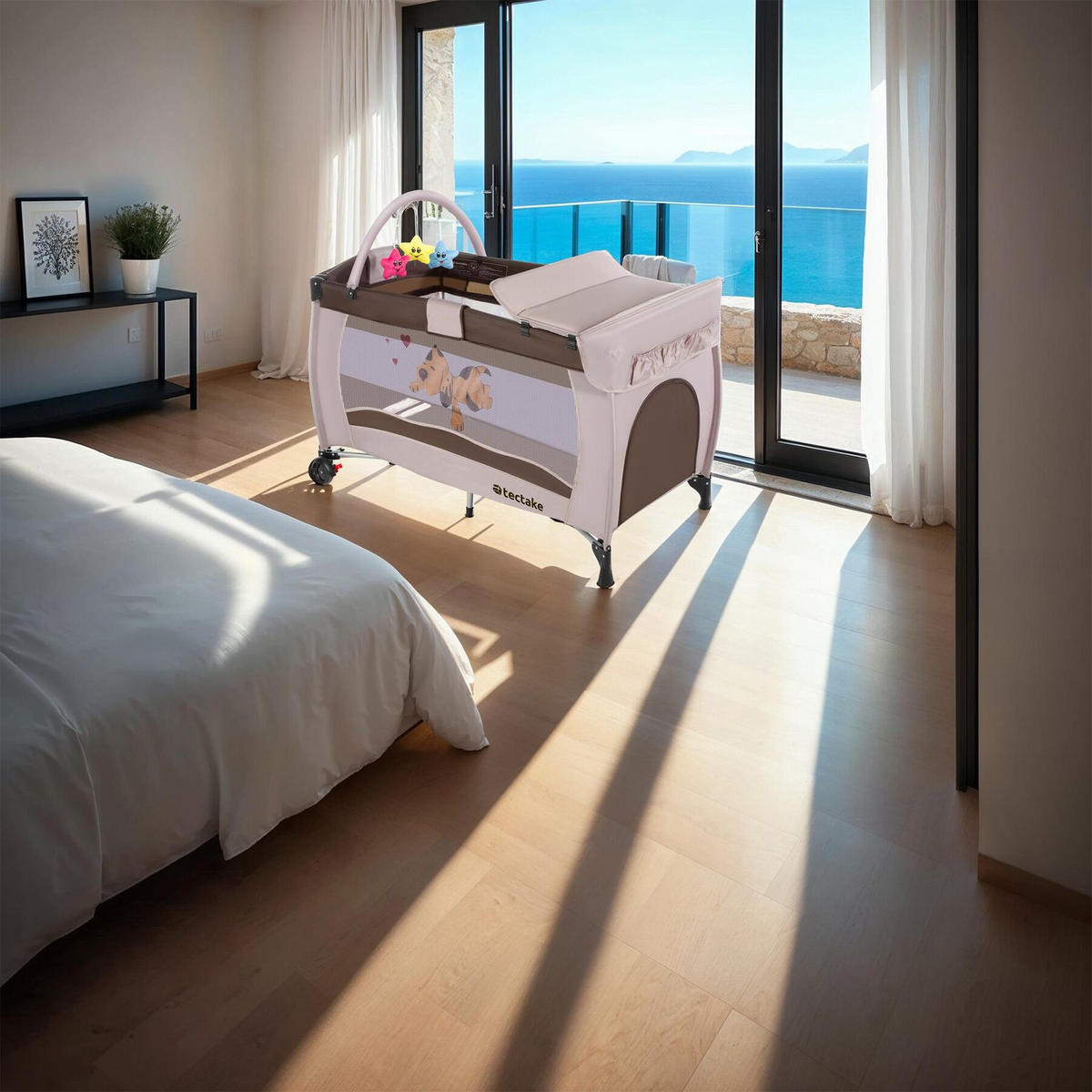 KINDER REISEBETT Hund,inklusive Tragetasche, 132 x 75 x 104 cm,braun - Braun, Kunststoff (75/104/132cm) - tectake