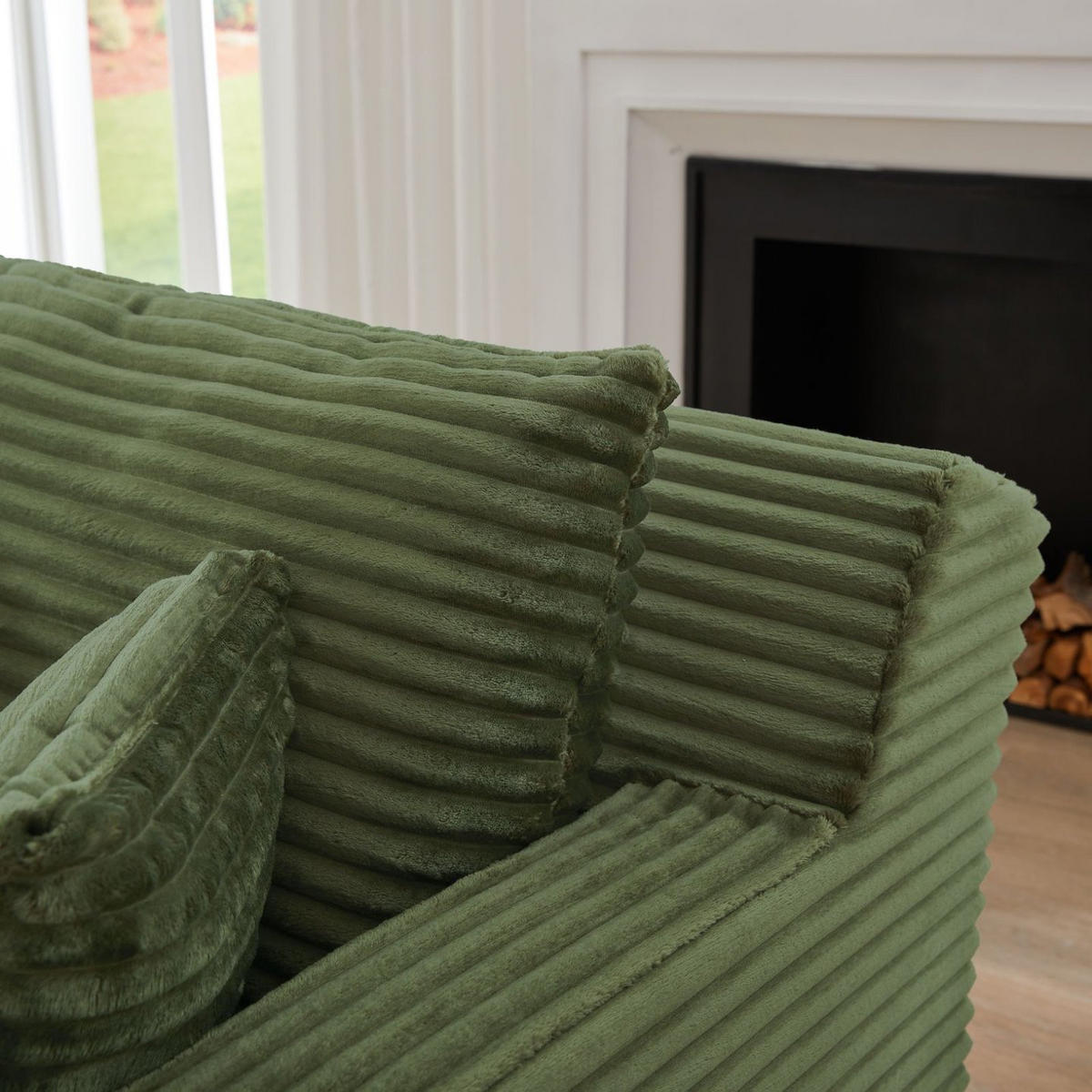 SOFA Cord Grün als Relaxsessel und Schlafsofa - Grün, Textil (100/82/166cm) - WISHDOR