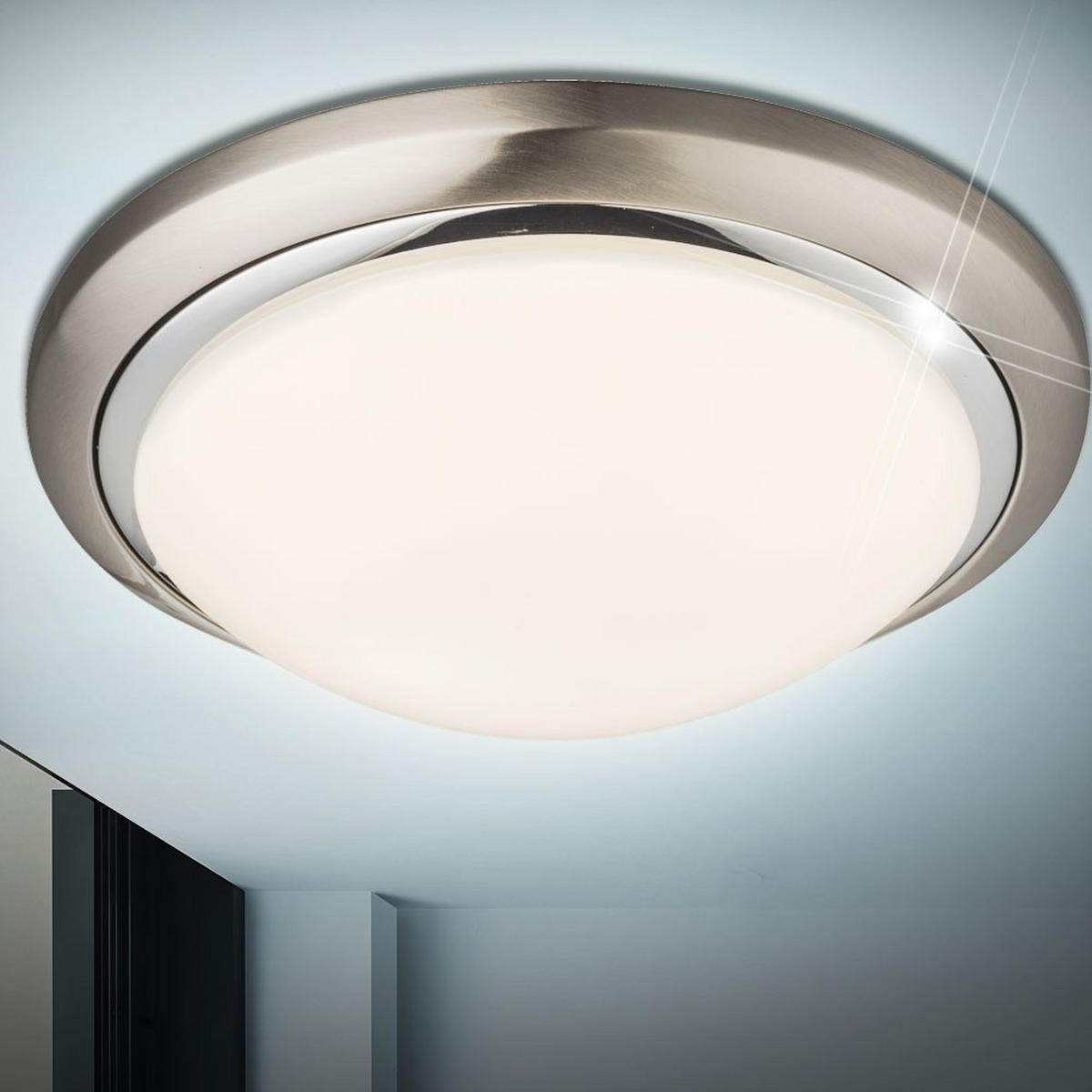 LED DECKENLEUCHTE INA Silber matt - Silberfarben, Metall (35/35/10cm) - Globo Lighting