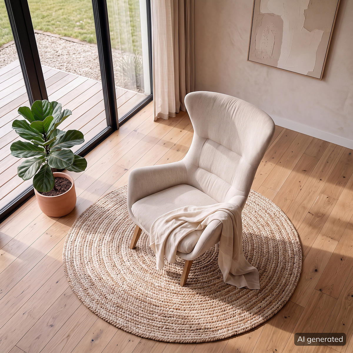 SESSEL mit Holzfüßen - Eichefarben/Beige, Eichenholz/Holz (84/99/96cm) - home24