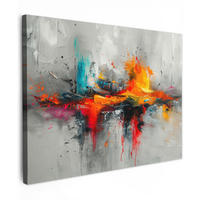 LEINWANDBILD Moderne Kunst - Orange - Grau - Abstrakt Wandbilder 80x60 cm - Hellgrau, Textil (80/60cm) - MuchoWow