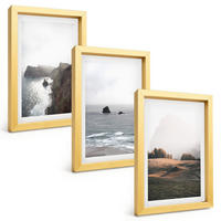BILDER SET 3er Set - 20x30 cm Goldrahmen - Landschaften aus Bergen und Meer - Goldfarben, Kunststoff (20/30cm) - TULUP