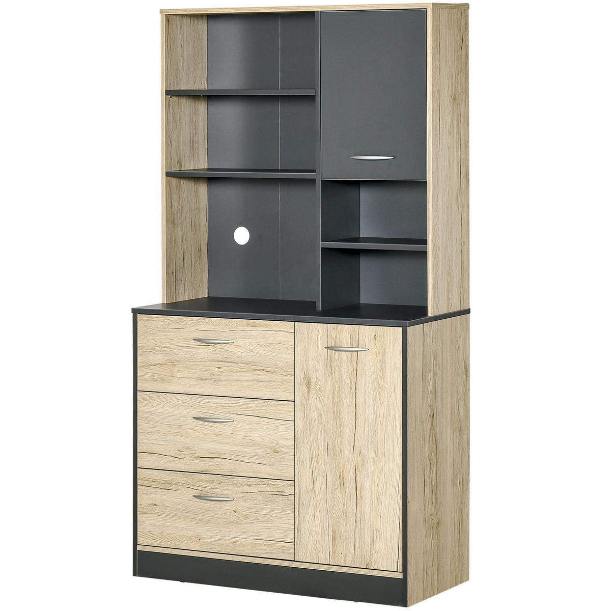 BUFFET DE-10992 2 Türen Eiche hell/Grau - Eichefarben, Holzwerkstoff (39/169/90cm) - ComfortXL