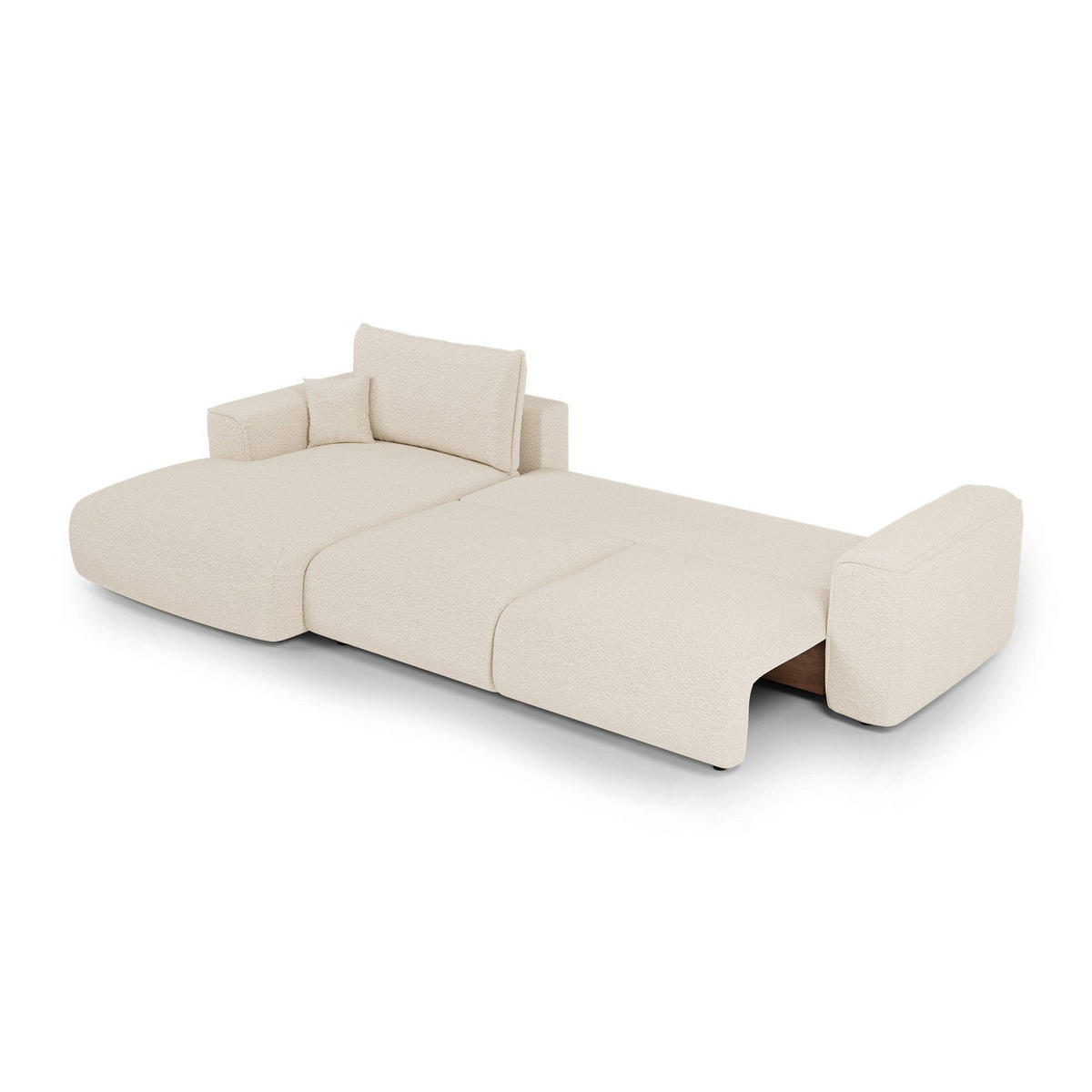LINKSECK-SCHLAFSOFA mit Stauraum COMO Frottee Creme 297cm - Creme, Textil (297/167cm) - Premium Interiors