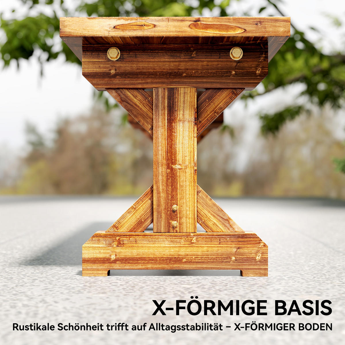 2-SITZER Gartenbank wetterfest Sitzbank aus Holz Parkbank mit X-Basis Verkohlt - Braun, Holz (40/46/114cm) - Outsunny