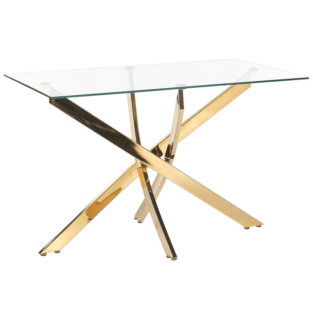 Beliani JÍDELNÍ STŮL 120/70/76 cm Zlatě zbarvený/Průhledný Maramo
