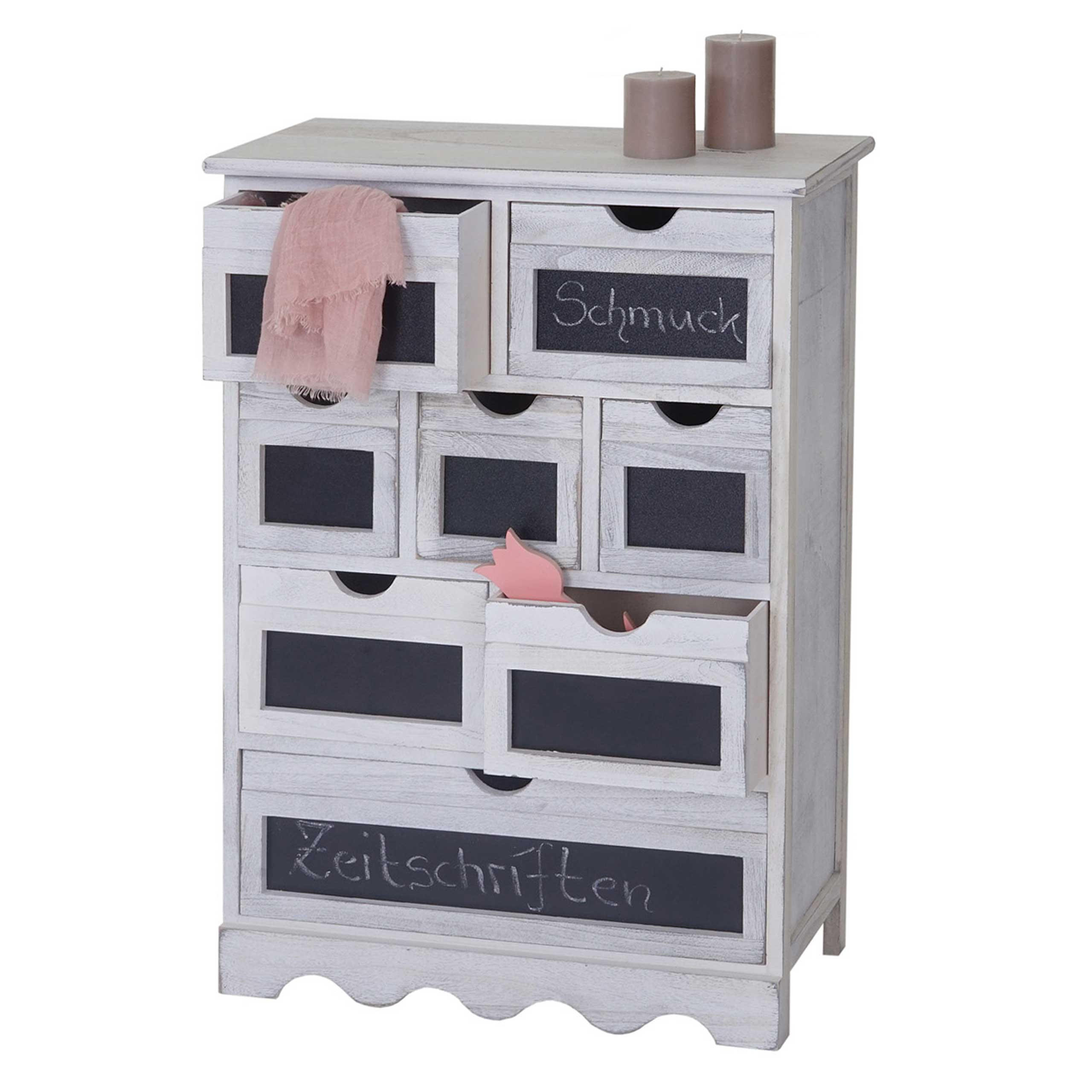 KOMMODE MIT TAFEL SHABBY-LOOK Cremeweiß, Anthrazit - Anthrazit/Weiß, Holz (60/87/30cm) - MCW