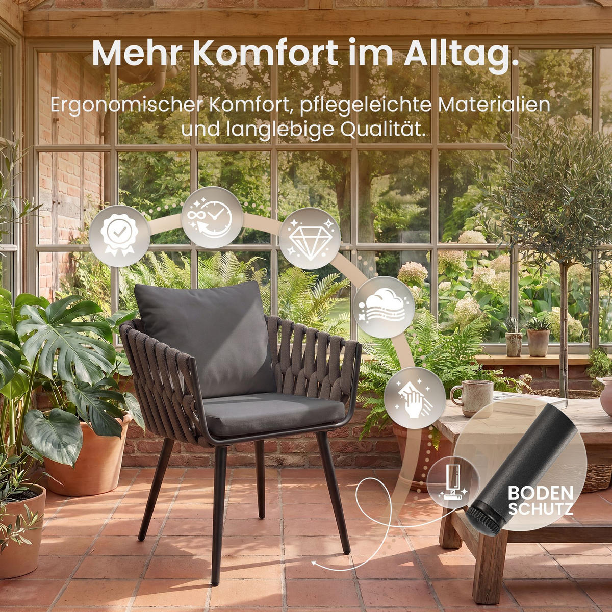 GARTENSTUHL Metall Anthrazit - Anthrazit, Metall (61/43/56cm) - CLP