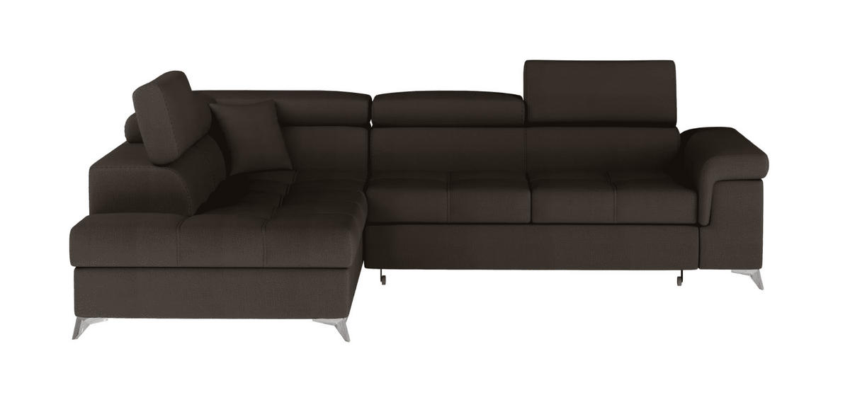 ECKSOFA mit Schlaffunktion und Bettkasten, pflegeleichter Monolith-Stoff - Chromfarben/Dunkelbraun, Textil/Metall (275/202cm) - Eltap