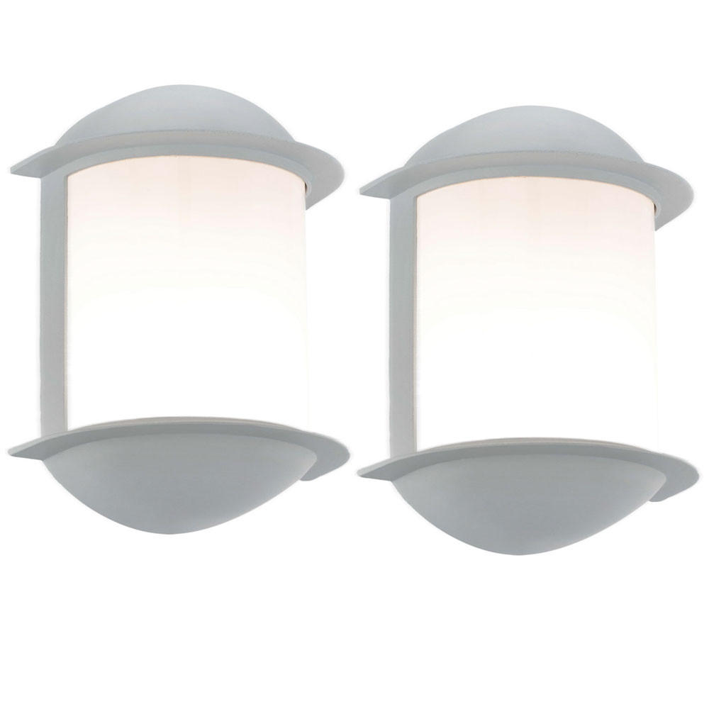 LED AUSSEN-WANDLEUCHTE Aluguss Silber Weiß 2er Set - Weiß, Metall (10/22/16cm)