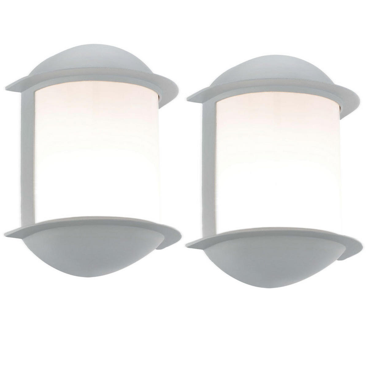 LED AUSSEN-WANDLEUCHTE Aluguss Silber Weiß 2er Set - Weiß, Metall (10/22/16cm)