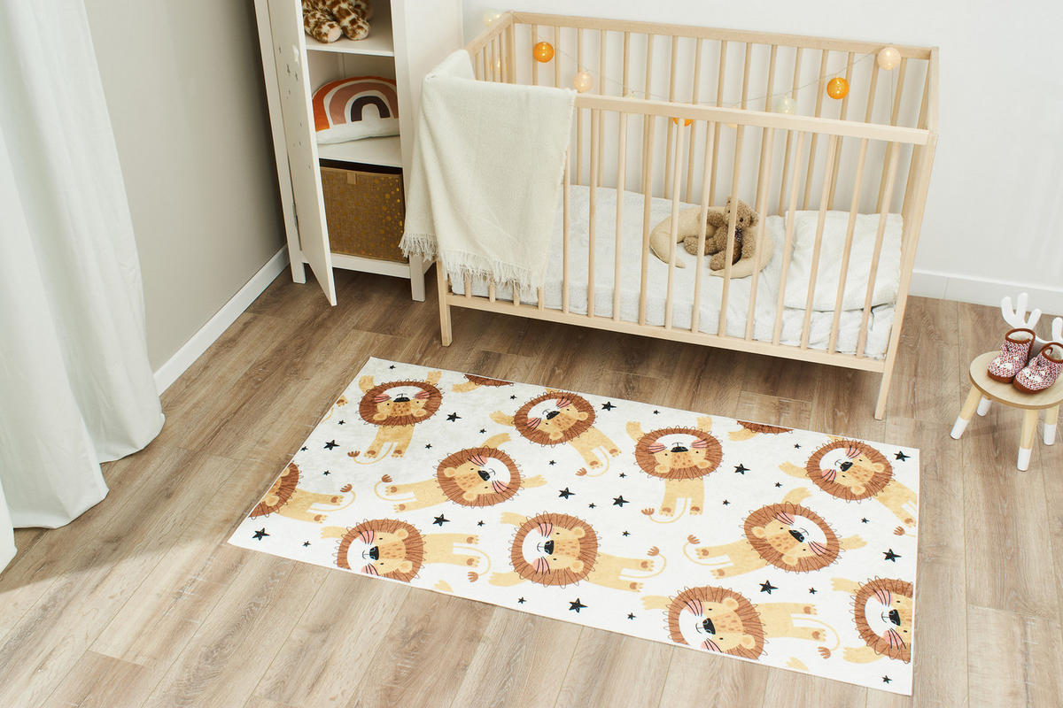 KINDERTEPPICH mit Löwenmotiv Happy 80x150 cm - Beige, Textil (80/150cm) - Nazar Rugs