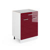 UNTERSCHRANK R-Line Bordeaux Hochglanz 60 cm mit Schubladen, ohne AP - Bordeaux/Weiß, Holzwerkstoff (60/81.6/46cm) - Vicco
