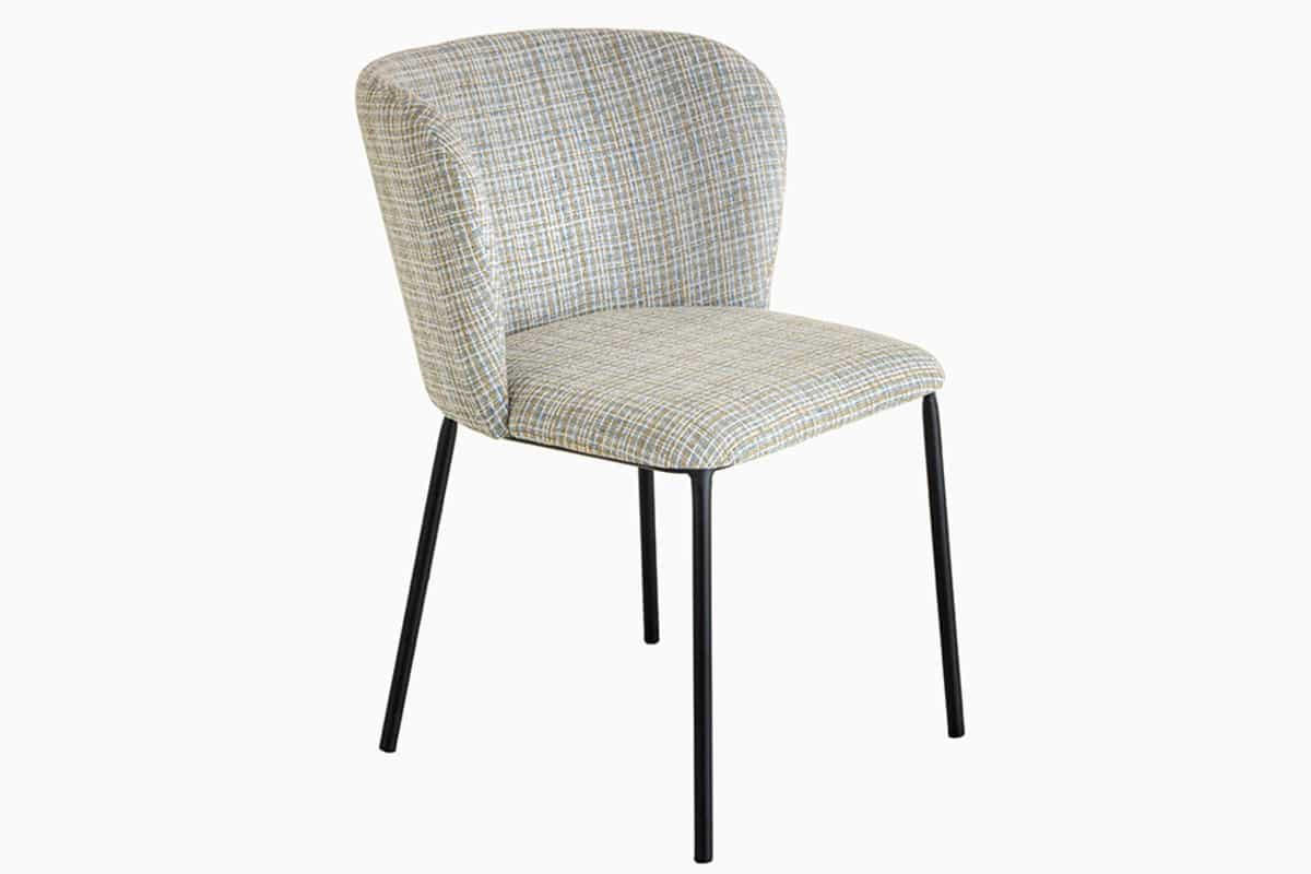 STUHL LYON Bouclé 75 cm - Blau/Schwarz, Textil/Metall (54/75/58cm) - riess-ambiente