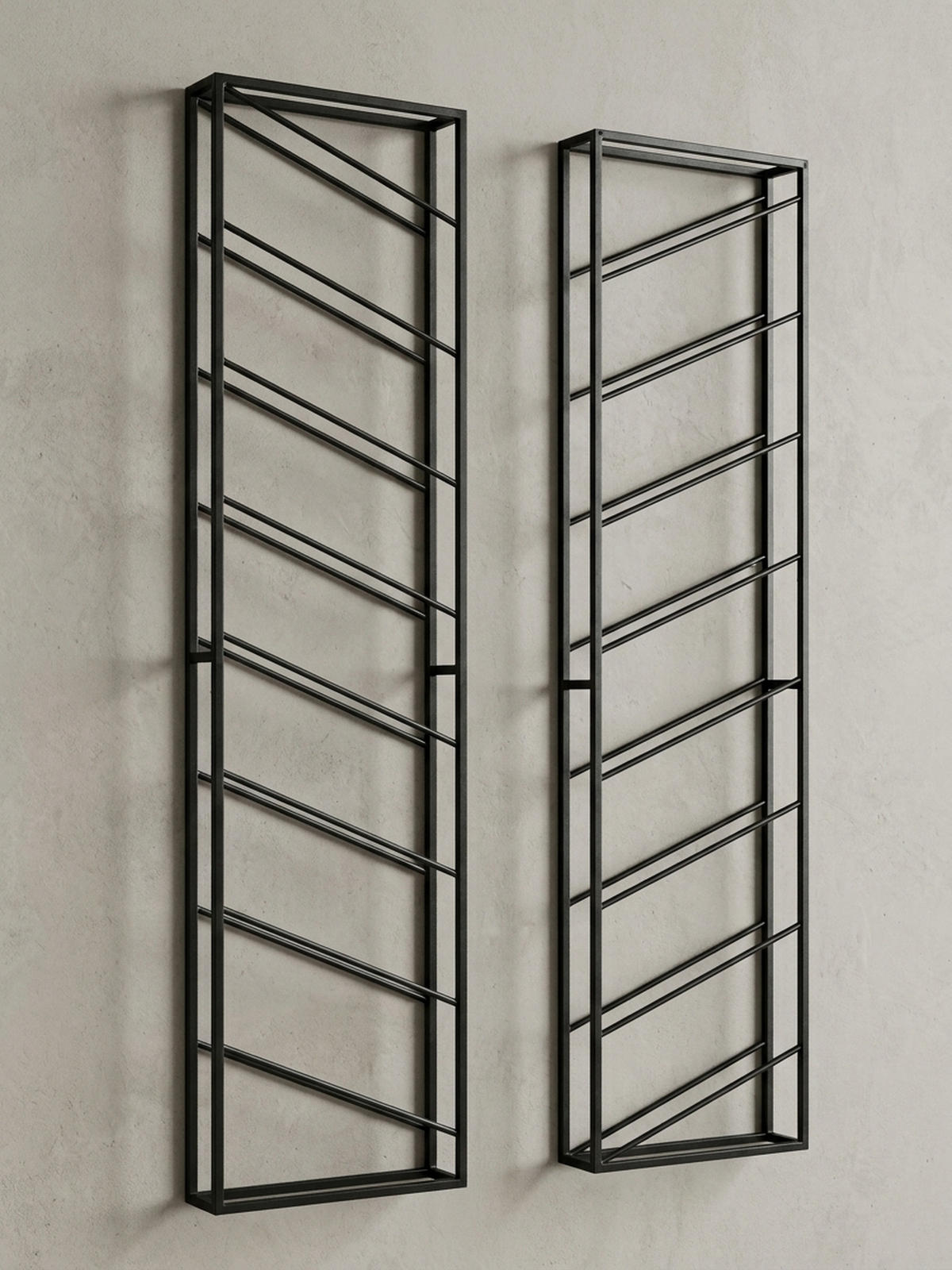 WEINREGAL STILVIN Eisen Pulverbeschichtet Wandmontage Handgefertigt, Schwarz 36x8x150 cm - Schwarz, Metall (36/150/8cm) - KADIMA DESIGN