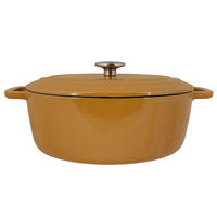 KASSEROLLE Fontestic Schmortopf aus Gusseisen, Bernstein-Gold, oval – 31 x 24 cm – emailliert - Gelb, Keramik (31/24/12cm) - Cosy & Trendy