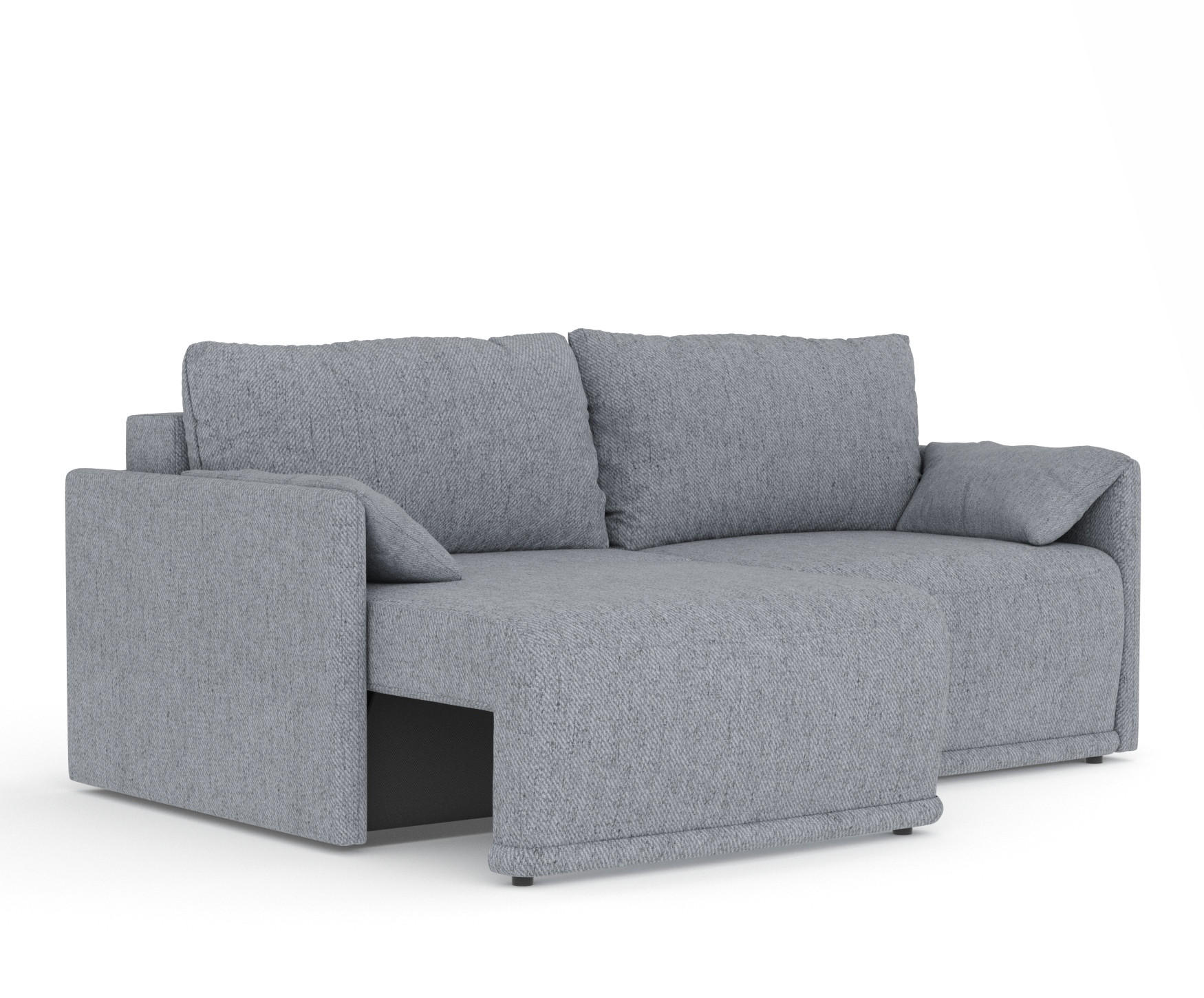 SCHLAFSOFA MIT ECKSOFA-FUNKTION Nappa Grau Webstoff - Schwarz/Grau, Holz/Holzwerkstoff (215/100/112cm) - Maison de Reve