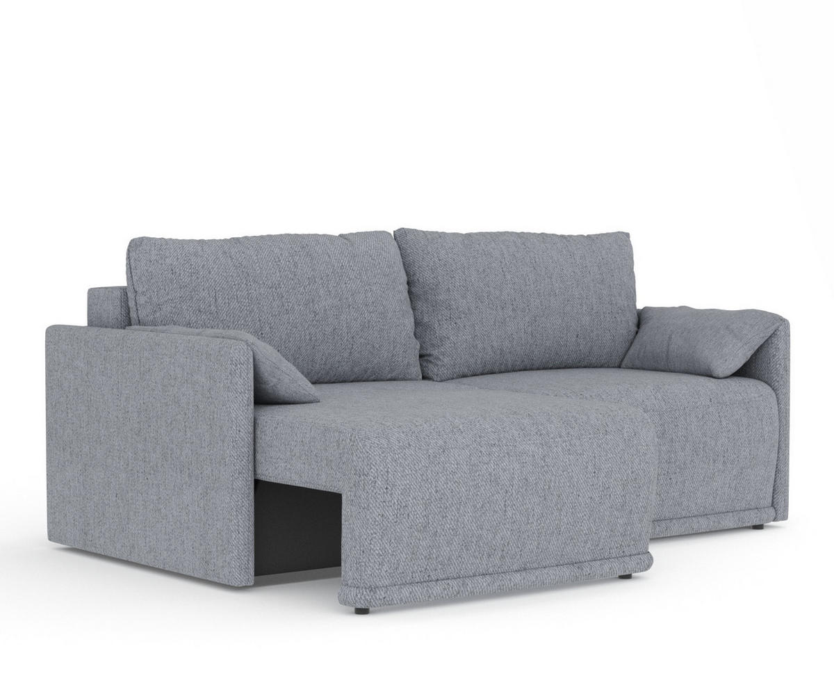 SCHLAFSOFA MIT ECKSOFA-FUNKTION Nappa Grau Webstoff - Schwarz/Grau, Holz/Holzwerkstoff (215/100/112cm) - Maison de Reve