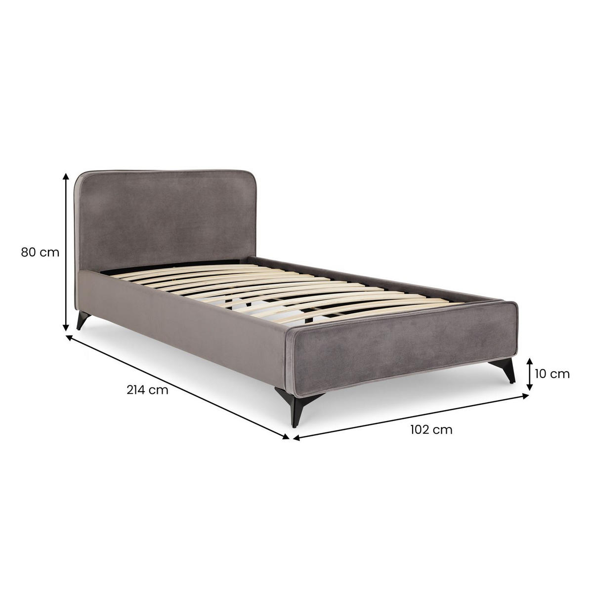 POLSTERBETT LAVORO 90x200 cm grau - Grau, Textil (90/200cm) - IDIMEX