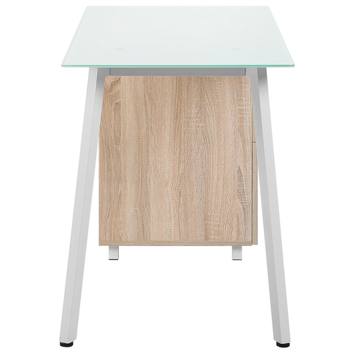 SCHREIBTISCH weiß/heller Holzfarbton 130/60/77 cm Montevideo - Weiß, Holzwerkstoff (60/130/77cm) - Beliani