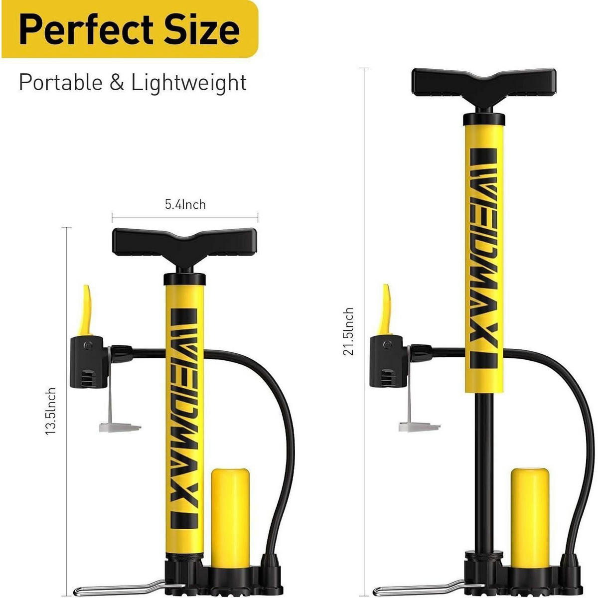 FAHRRADPUMPE mit Presta & Schrader Ventil 120 PSI Gelb - Gelb, Kunststoff (21.5/13.5/54.7cm)