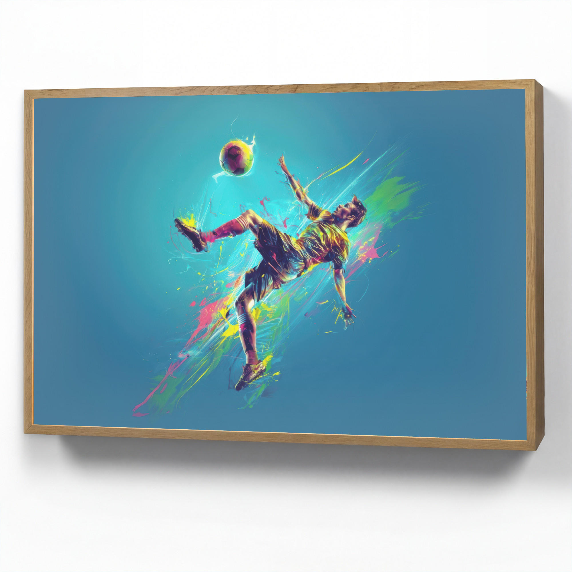 OnlyWow DOBÍJECÍ NOČNÍ LAMPIČKA Fotbalista - Stříkající barva - Barevné - Míč 100x70 cm