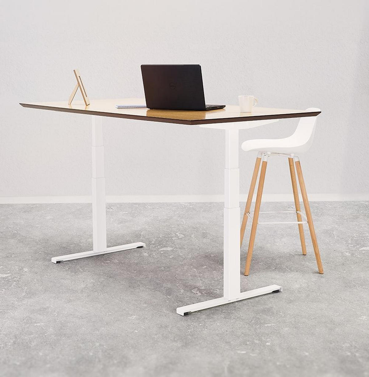 SCHREIBTISCH Höhenverstellbar Elektrisch Ergonomisch SIVANO, Beige-Weiß 150x70x128 cm - Beige/Weiß, Holzwerkstoff/Metall (70/150/128cm) - KADIMA DESIGN