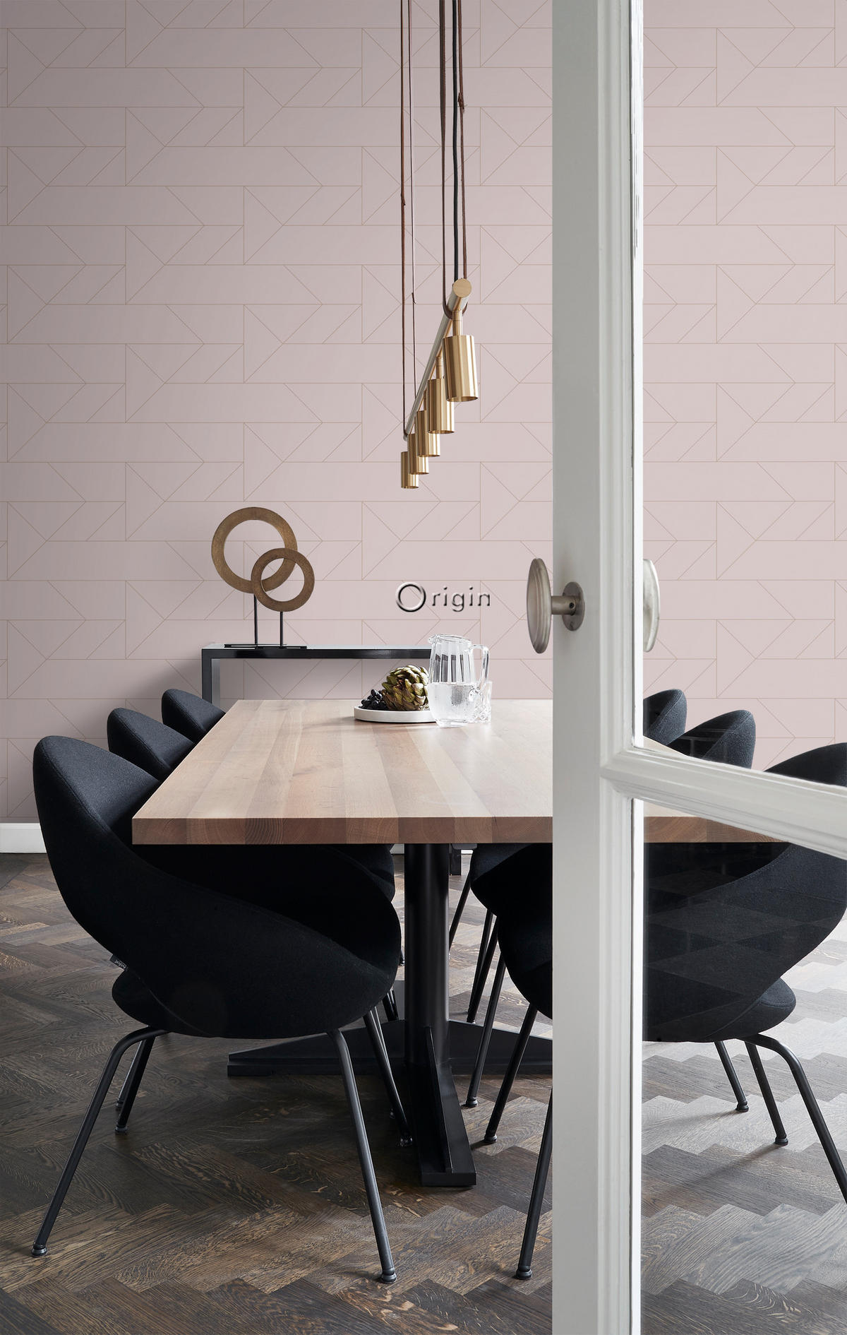 TAPETE grafische Linien 53 cm x 10.05 m - Pink, Papier (53/1000cm) - Origin Wallcoverings