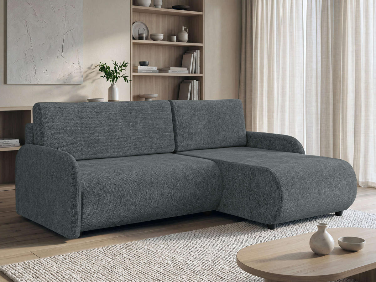 ECKSCHLAFSOFA Nest - Schwarz/Grau, Holz/Kunststoff (233/160cm) - MIRJAN24