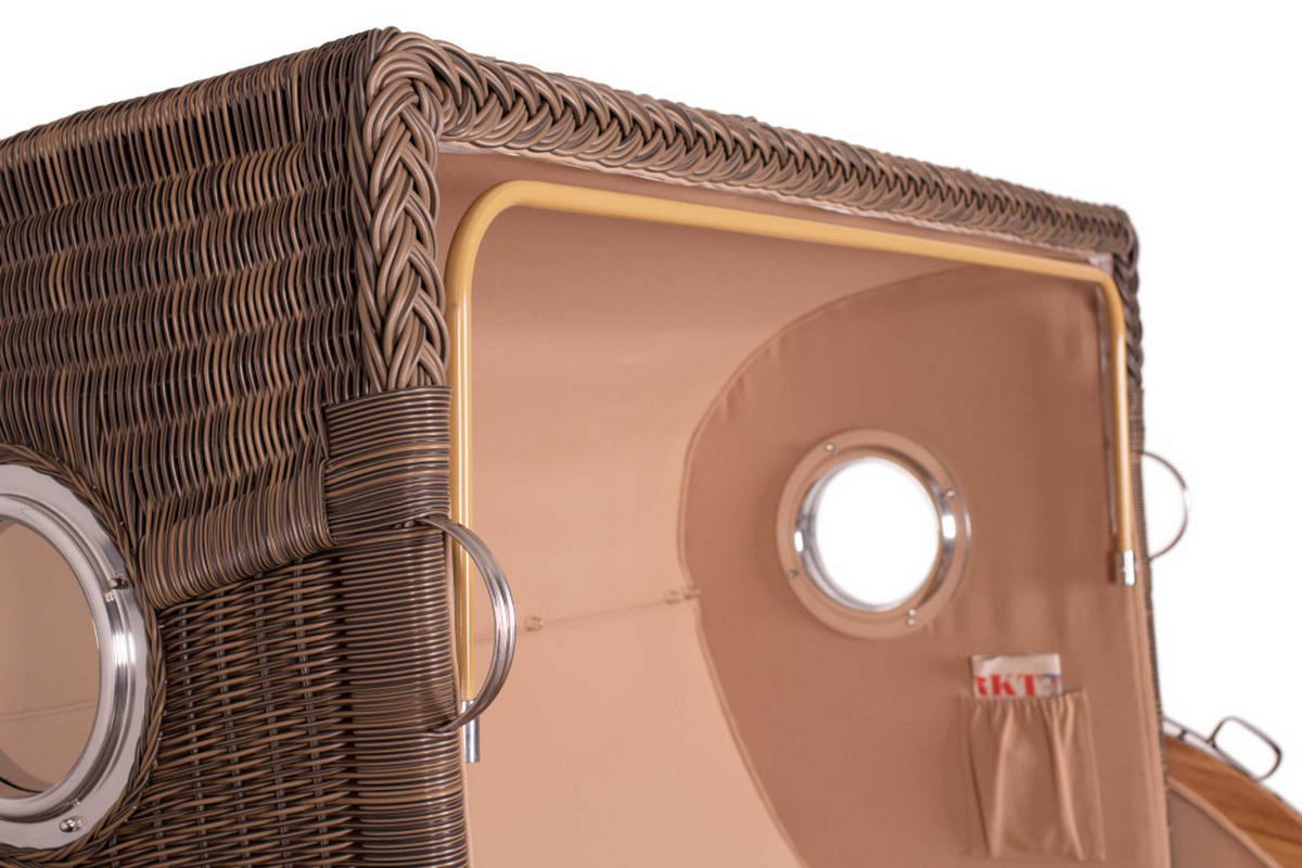 STRANDKORB XXL Düne Grande Teak PE Grey - Beige/Braun, Metall (170/170/95cm) - Mr. Deko