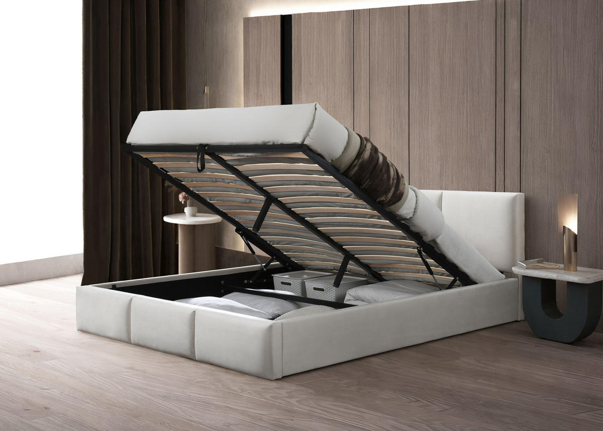 POLSTERBETT 160x200 cm in Hellbeige - Beige, Metall (160/200cm) - Home Collective