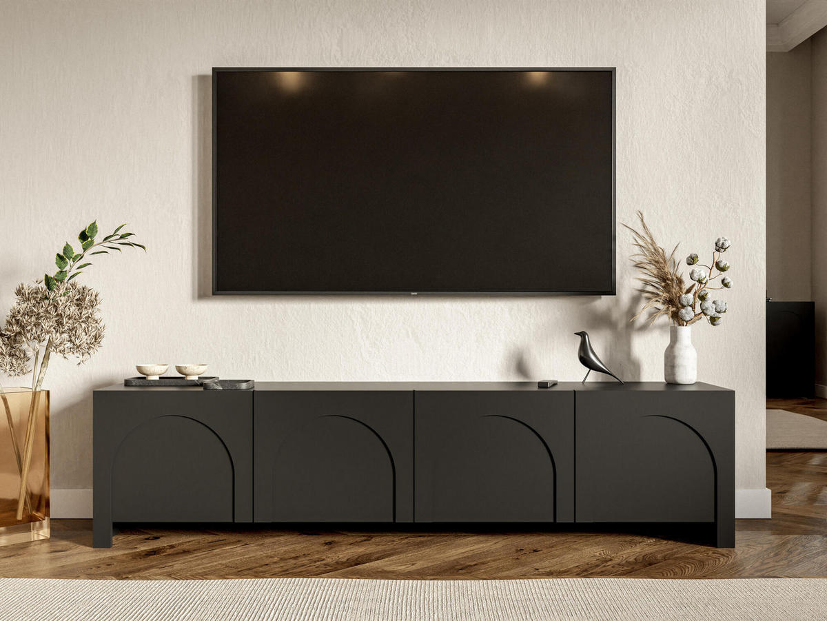 TV-LOWBOARD ARCO Schwarz, Gold 204x35x51 cm - Goldfarben/Schwarz, Holzwerkstoff (204/51/35cm) - FURNLUX